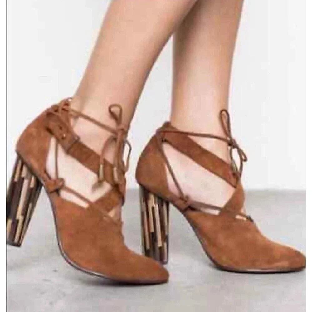 Free People Nouvella Wrap Brown Heels Brown Sz. 39 / 8.5 US